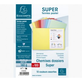 image Chemise Bristol Cartonnee Pq 100 Assorties - Couleur Vives