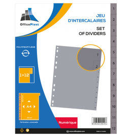 image Jeu De 12 Intercalaires Numerique A4 En Pp Greysplit - Gris