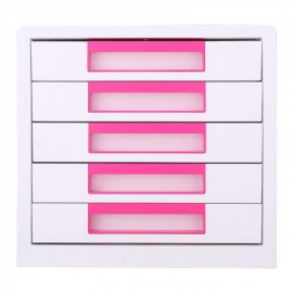 image Bloc 5 Tiroirs Magenta/Blanc