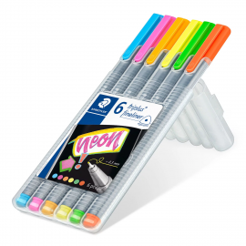 image Etui De 6 Stylos Pointe Fine Triplus Fluo - Steadtler