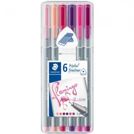 image Etui De 6 Stylos Pointe Fine Triplus Flamingo - Steadtler
