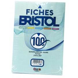 image Fiches Bristol A4 Gm 5*5 Blanc- Oscar