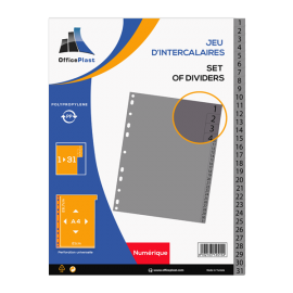 image Jeu De 31 Intercalaires Numerique A4 En Pp Greysplit