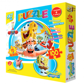 image Jeux De Puzzle Spongebob 170 Pieces + Un Livre De Colorige Grtatuit