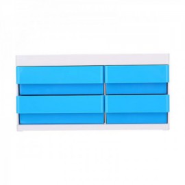 image Organisateur De Bureau 3 Compartiments Avec 4 Tiroirs Blanc/Bleu -Ez25030
