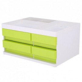 image Organisateur De Bureau 3 Compartiments Avec 4 Tiroirs Blanc/Vert - Ez25050