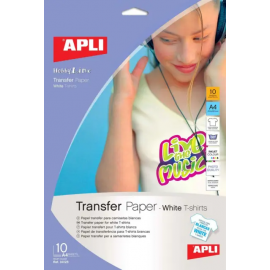image Papier Transfert A4 Pour T-Shirt Blanc - Apli