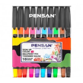 image Pochette De 10 Stylos A Bille 1 Mm Sign Up - Pensan