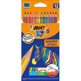 image Pochette De 12 Crayons Couleurs Evolution Stripes - Bic