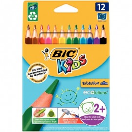 image Pochette De 12 Crayons Gm Triangle Kids Evolution - Bic