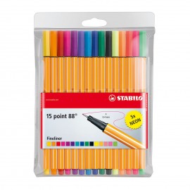Image Pochette De 15 Stylos Pointe Fine Point 88 Assorties- Neon