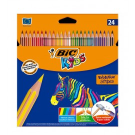 image Pochette De 24 Crayons Couleurs Evolution Stripes - Bic