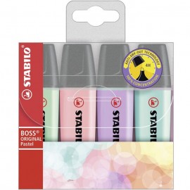 image Pochette De 4 Surligneurs Stabilo Boss Original Pastel Assorties