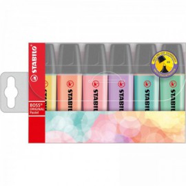 image Pochette De 6 Surligneurs Stabilo Boss Original Pastel Assorties
