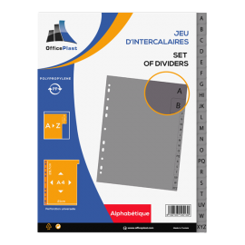 image Jeu De 20 Intercalaires Alphabetiques A4 En Pp Greysplit - Gris