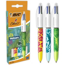 image Stylo 4 Couleur Design En Velour - Bic